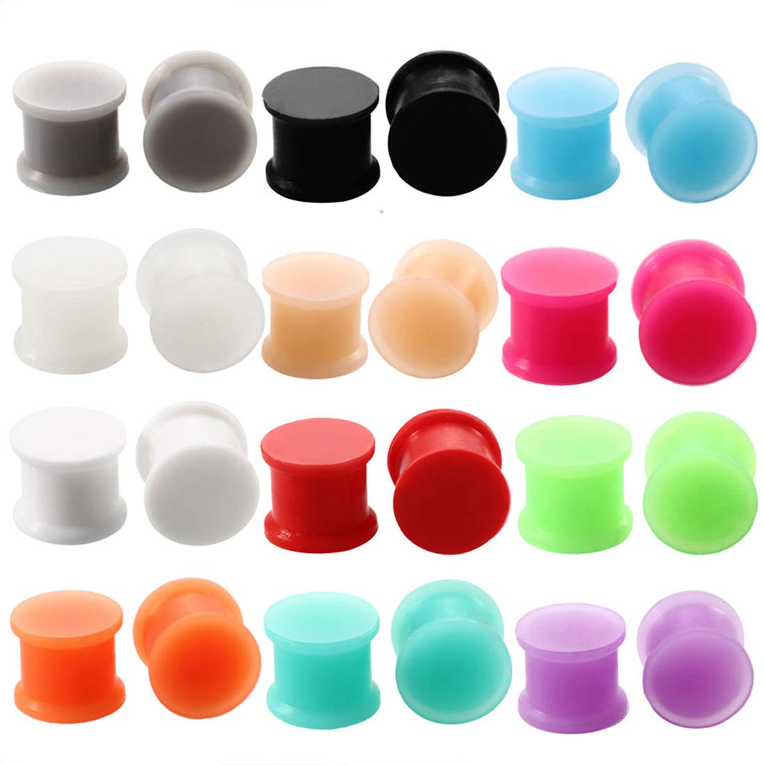 24 Pieces Silicone Flesh Tunnels - HuaCan Ear Stretchers Plugs Body Piercing Expanders 6mm-14mm