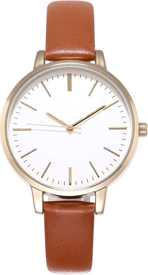 Wristwatch with Brown Leather Strap 