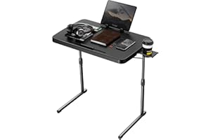 Ultra TV Tray Table, Allpop TV Dinner Tray for Eating, Adjustable Folding Tray Table with Book Stand, Cup Holder, Laptop Stopper & Tablet Slot on Coach & Bed, Black