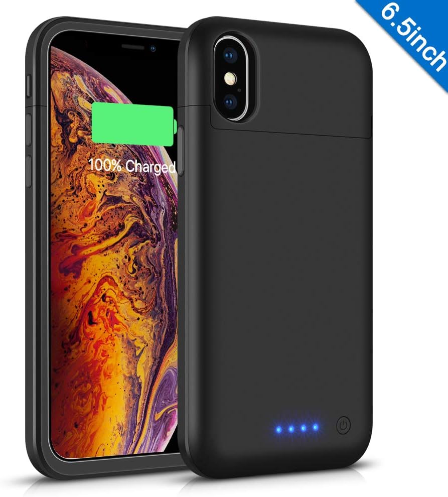 Battery Case for iPhone Xs Max, TQTHL 6200mAh Portable External Charging Case for iPhone Xs Max (6.5 inch) Rechargeable Charger case battery Pack -Black