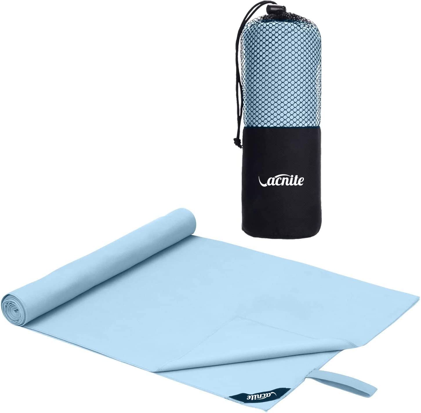 VACNITE 速乾タオル 超吸水 柔らかい 色褪せない 防臭 高い耐久性 軽量 収納袋付き 湿気 梅雨対策 旅行タオル バスタオル 水泳/スポーツ/旅行/家庭用 (水色, 80*38cm)商品画像