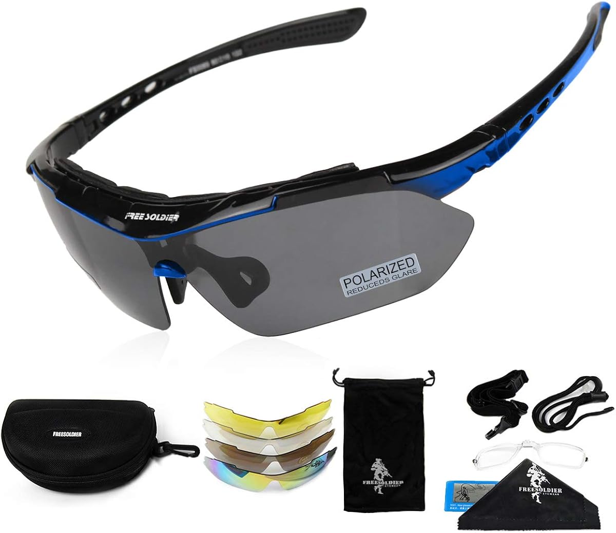 FREE SOLDIER Polaroid Sonnenbrille Herren Fahrradbrille Sportbrille 5 in 1 Taktische ...