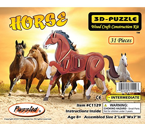 Puzzled Horse Pre-Colored Wooden 3D Puzzle Construction Kit