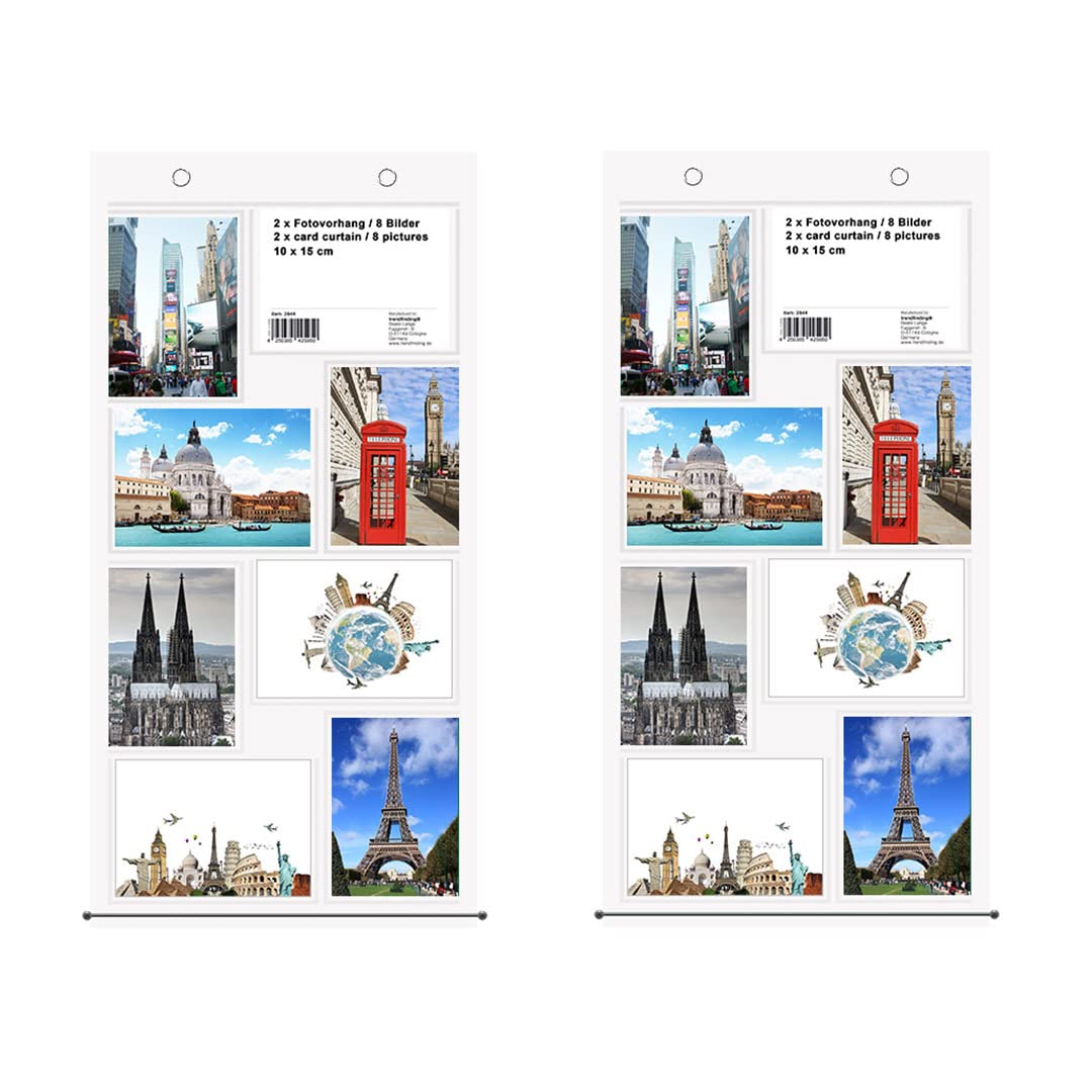 trendfinding® - Photo Curtain in Portrait and Landscape - For 8 Photos and Postcards Sized 10 x 15 cm - 2 Pack — image 1