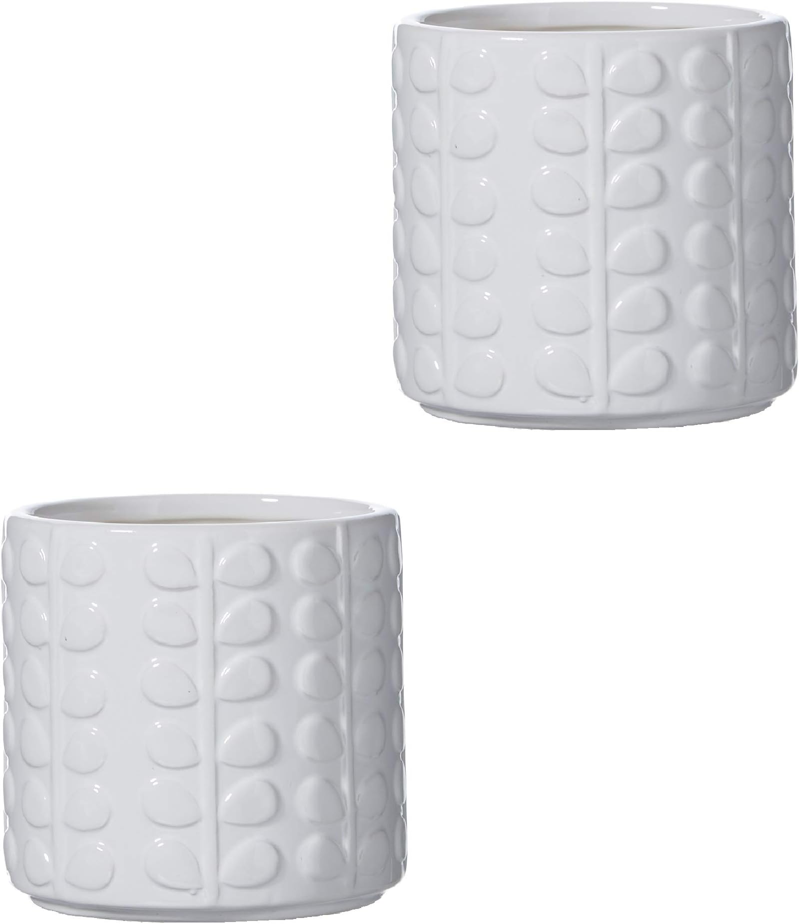 Tutti Decor Set of 2 Orla White Ceramic Plant Pots for home or office. Ceramic 8 x 8.5cm Gift Planters