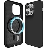 oakxco Silicone Case for iPhone 14 Pro Case Magnetic, Compatible with Magsafe Wireless Charging, Slim Thin Soft Rubber Gel, Girly Cute Aesthetic Trendy Hard Shell Mag Safe Cover for Women, Black