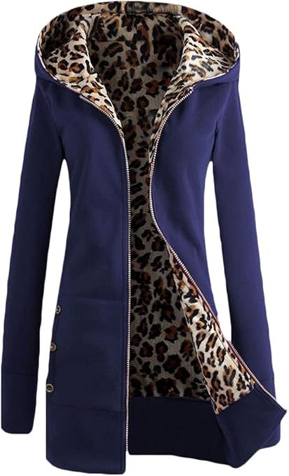 EKU Women's Slim Full-Zip Mid-Long Long Sleeve Sweatshirt Hoodie L Dark