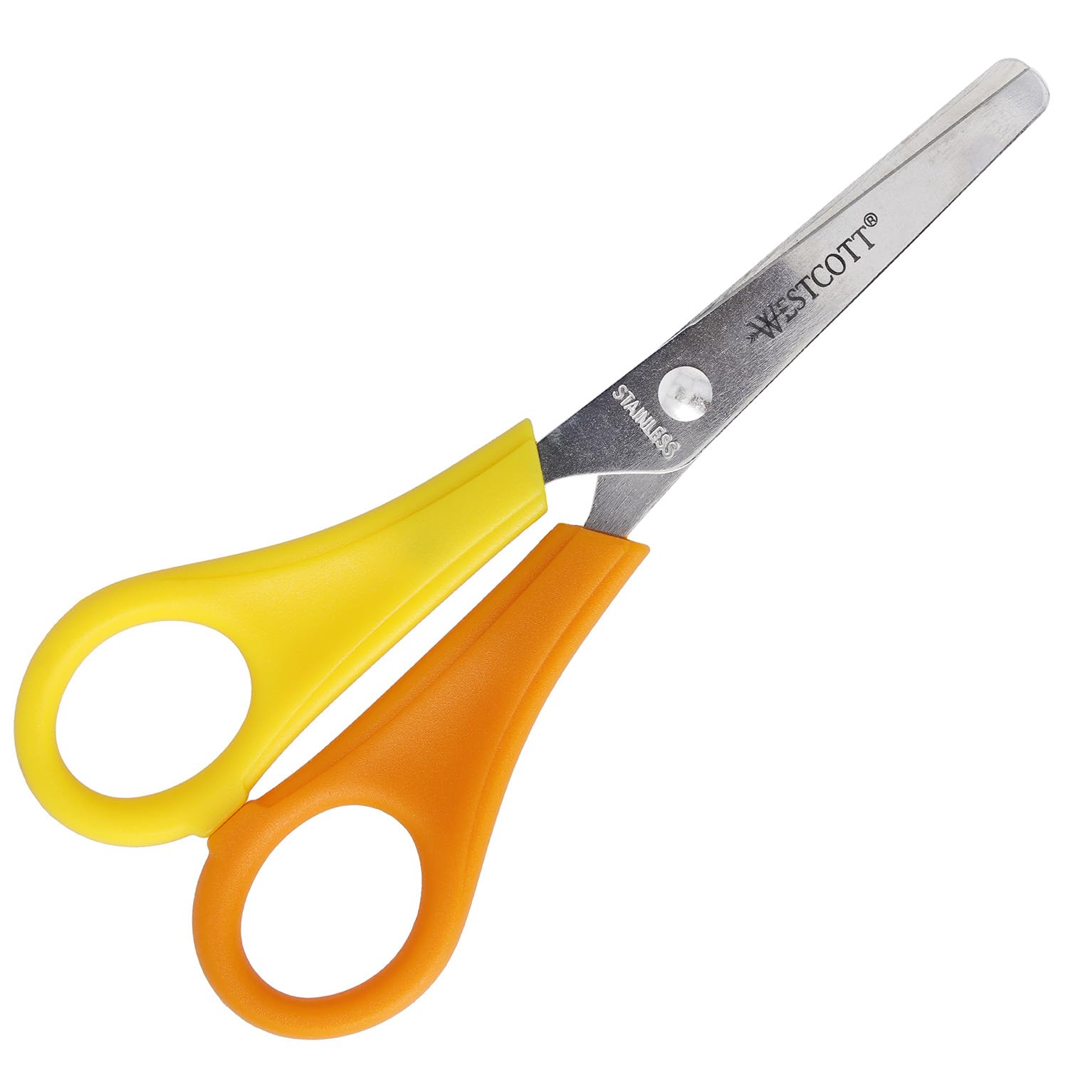 Westcott Children's Scissors, Yellow, Left-Handed | Scissors with Integrated 5 cm Scale | Craft Scissors, 13 cm (5"), Ideal for Children's Hands | Rounded tip | E-21593 00