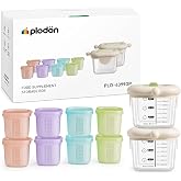 Plodon Baby Food Storage Containers, Glass Baby Food Jars &amp; Silicone Cups | Two-size set with 8 silicone cups and 2 glass jars for baby purees, starting solids, meal prep, and toddler snacks.