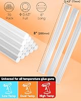 Shall Full Size Hot Glue Sticks 0.43 x 8 in 70-Pack Clear for All-Temp Guns view 3