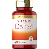Carlyle Vitamin D3 400iu (10mcg) | 400 Tablets | Value Size | Vegetarian, Non-GMO, and Gluten Free Formula | Vitamin D Supplement