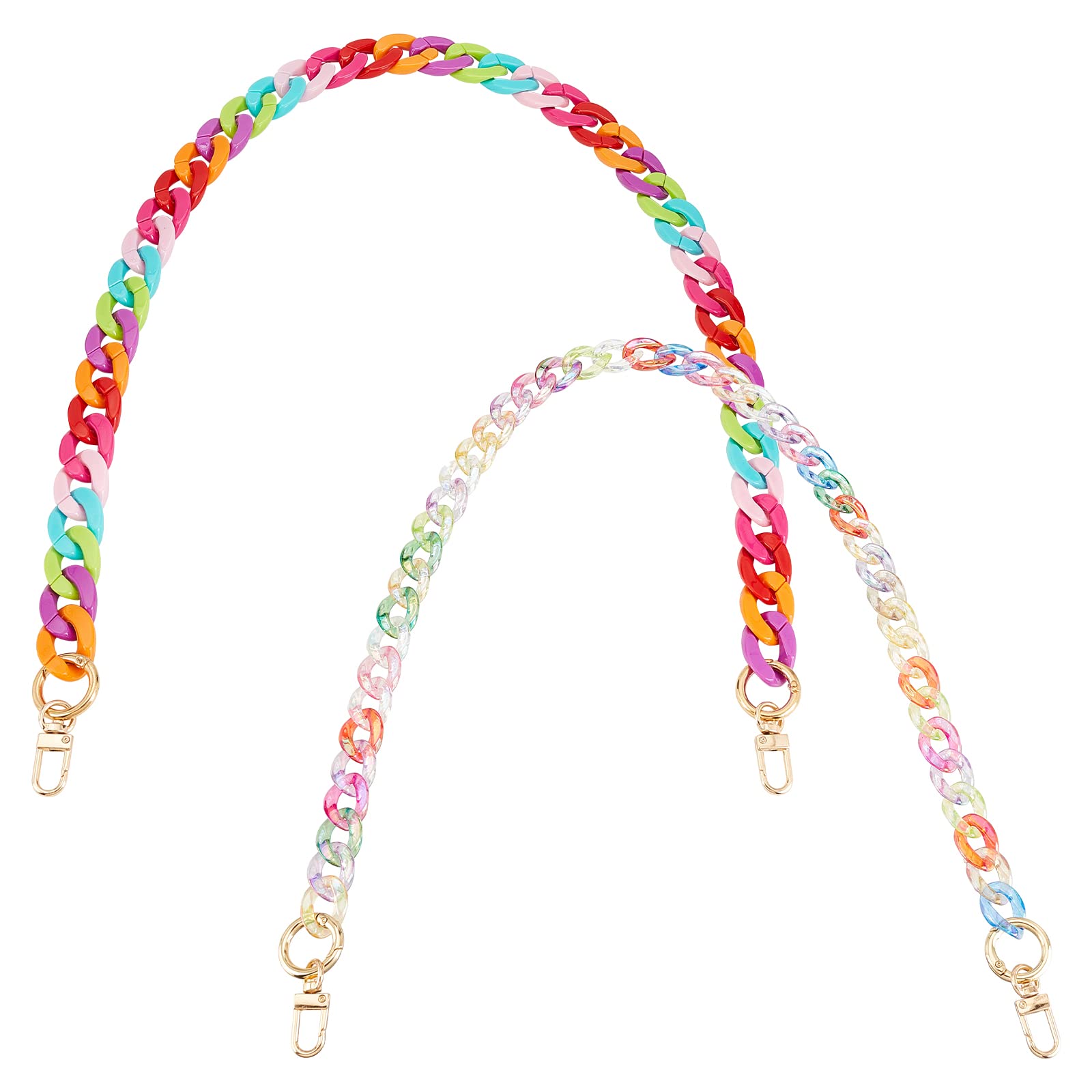 WADORN Acrylic Purse Chain Handle, 2 Colors, 71/81cm, Resin Bag Straps with Alloy Spring Snap Hook, Replacement Handbag Chain Accessories