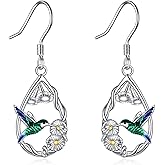 VONALA Hummingbird Earrings for Women 925 Sterling Silver Humming Bird Dangle Drop Earrings Hummingbird Jewelry Gift for Women Bird Lover