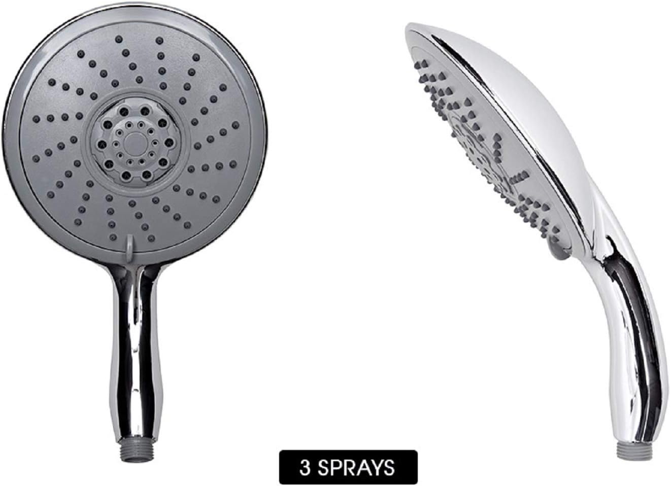 AQUALONA Aquajumbo Replacement Handheld Showerhead – Standard Fit, Easy Installation – Rainfall-to-Jet Massage Sprays, ABS plastic/Stainless steel - Chrome