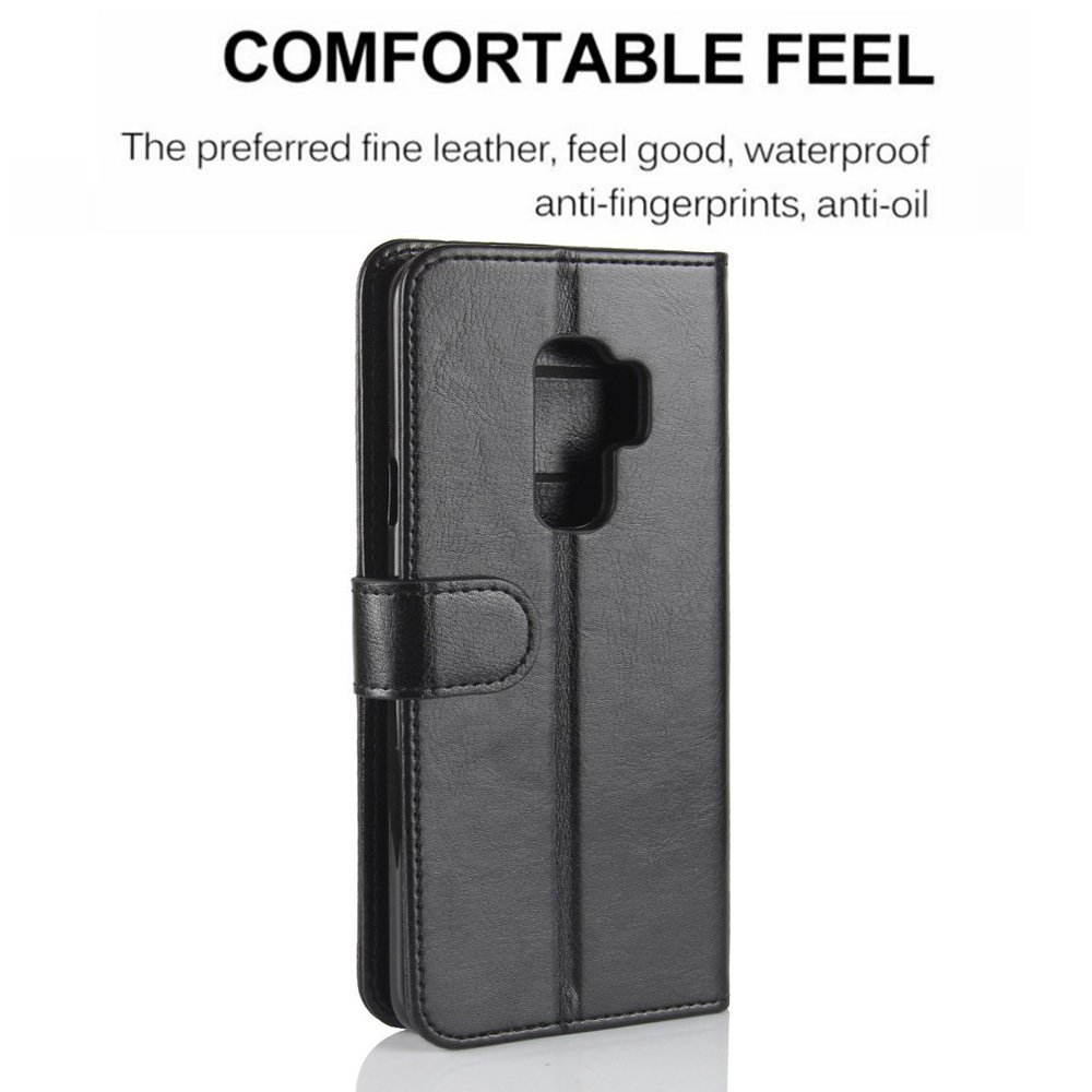 AROC Schutzhülle Samsung Galaxy S9, Brieftasche aus Hochwertigem Leder PU Schutzhülle für Handy, ultradünn und Multifunktional, Rundumschutz (Schwarz)