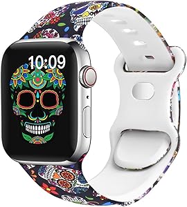 OriBear Watch Band Compatible with Apple Watch Band 38mm 40mm 44mm 42mm Elegant Floral Iwatch Bands for Women Soft Silicone Solid Pattern Printed Replacement Strap for Apple Watch Series 6/5/4/3/2/1