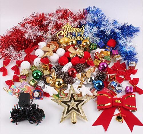 YIBOO 109-Pack Christmas Ornaments Kit Assorted Shatterproof Christmas Balls Decoration Baubles Pendants Factory Direct Reusable Hand-held Gift Package Xmas Tree Home Party(109 pcs)