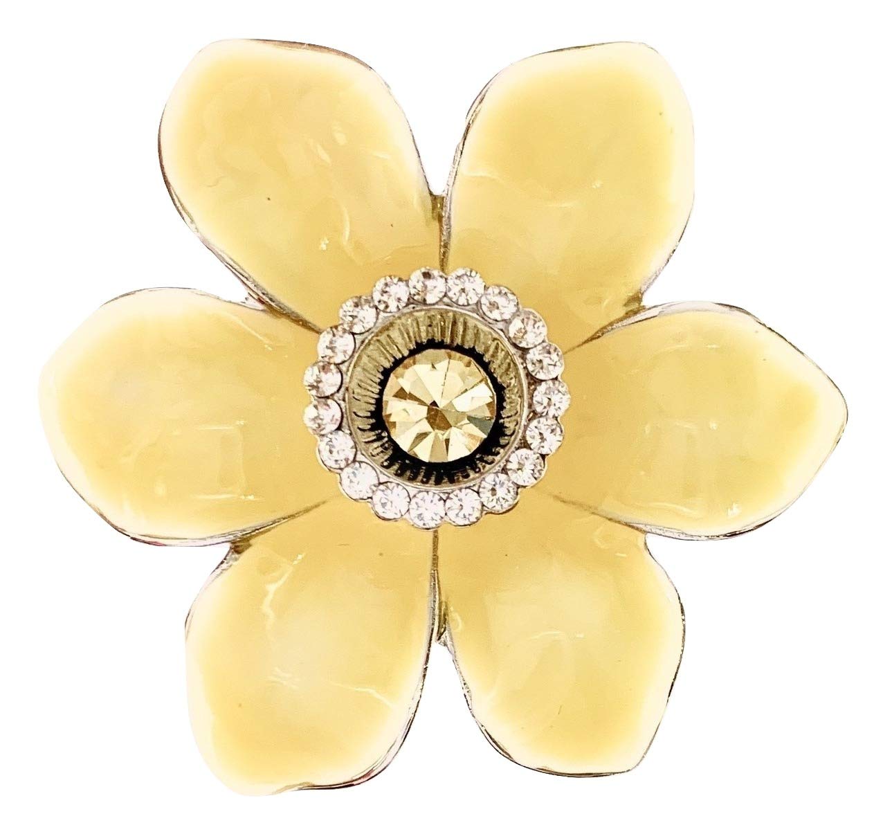 Daffodil Brooch Radiant Yellow Enamel Petals & Gem Middle