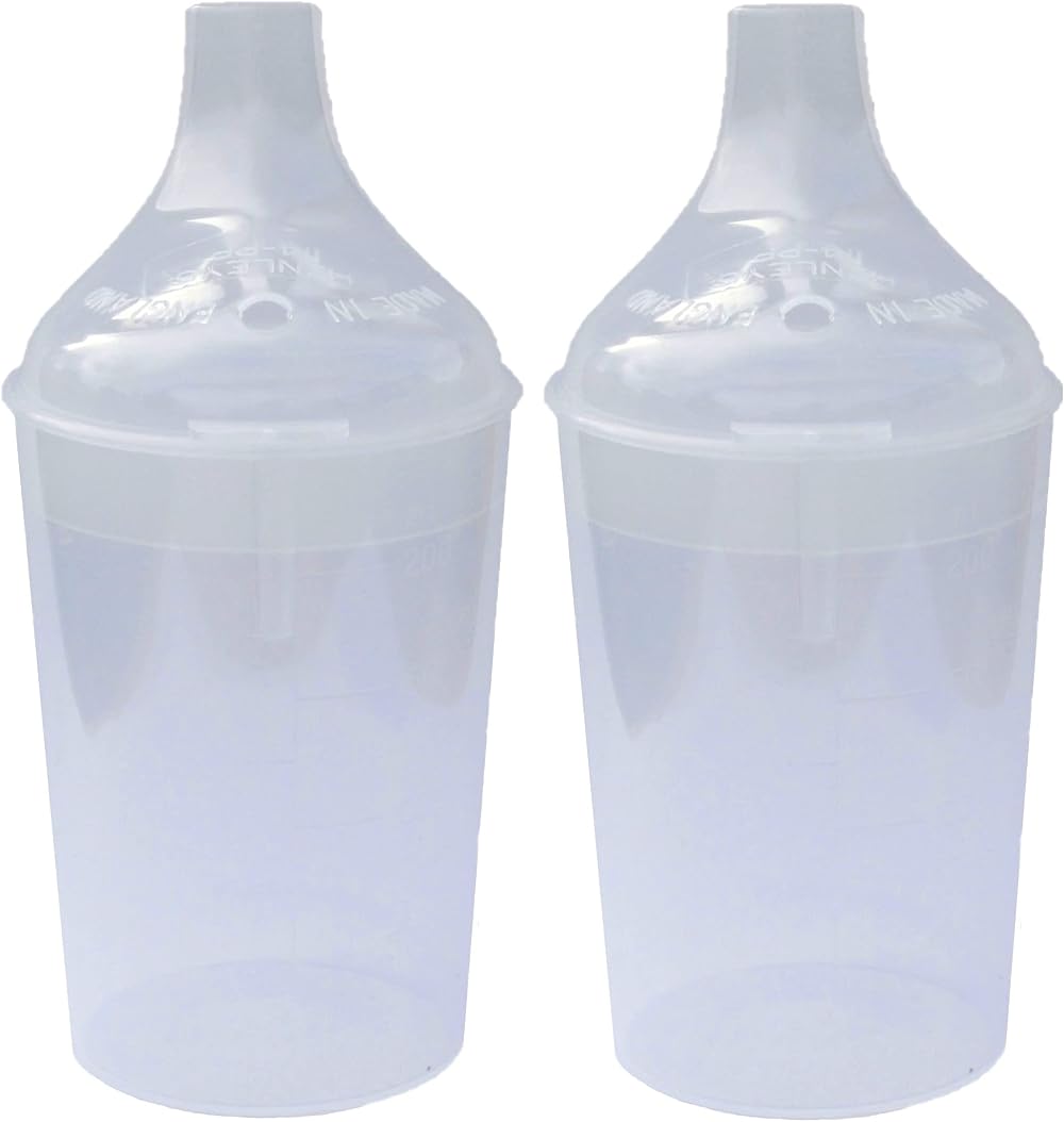 Lizzyoftheflowers 2 Pack Clear Wide Spout Beakers 200ml with Flow Lid