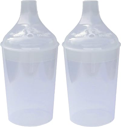 Lizzyoftheflowers 2 Pack Clear Wide Spout Beakers 200ml with Flow Lid
