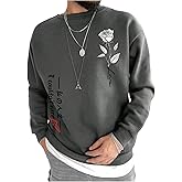 SOLY HUX Men's Graphic Crewneck Sweatshirts Pullover Vintage Printed Long Sleeve Shirts Fall Clothes