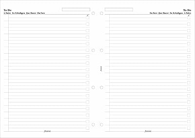 Filofax A4 To Do Refill 20 Leaves 210 x 297mm Four Hole Punched