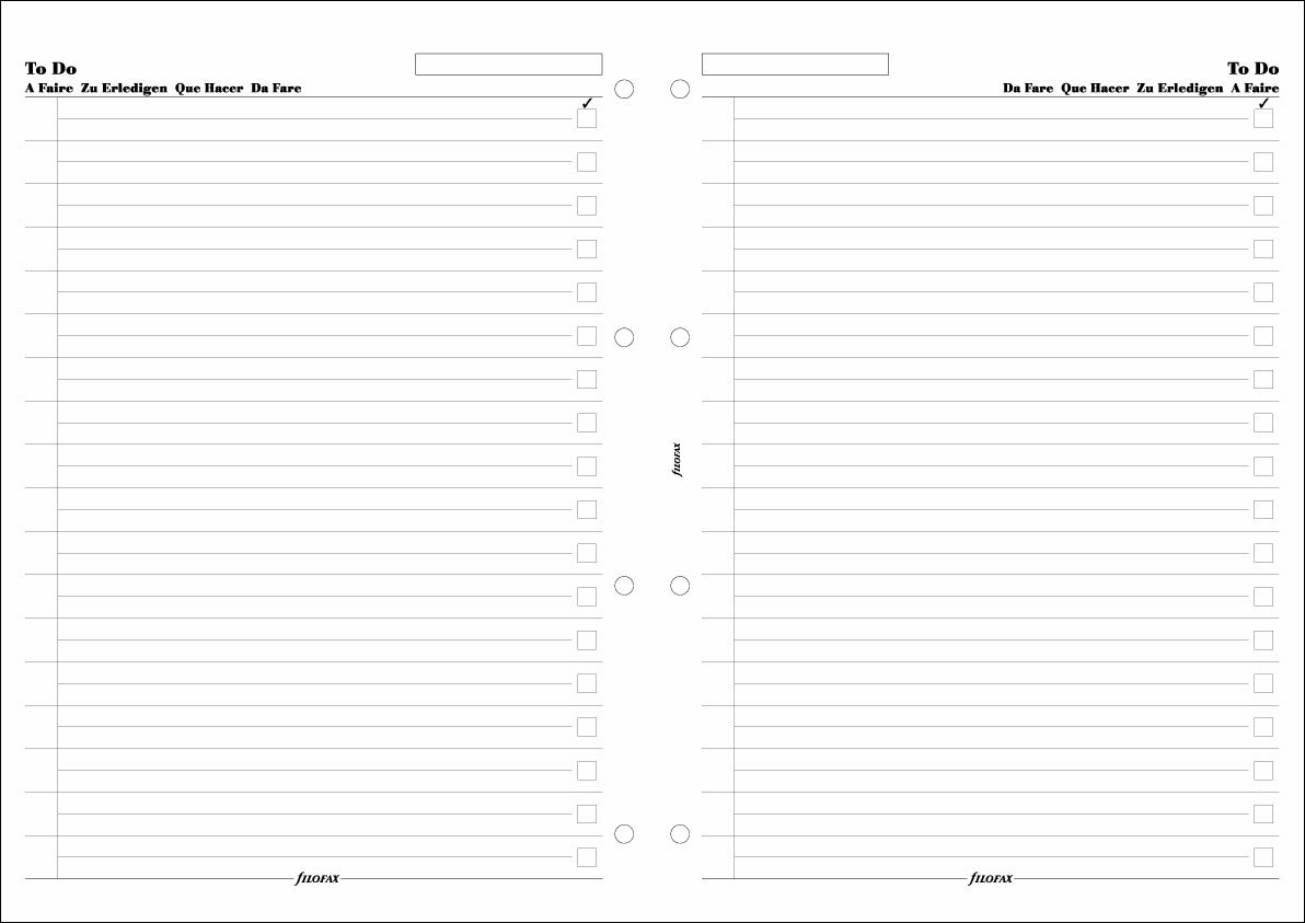Filofax A4 To Do 5 Language