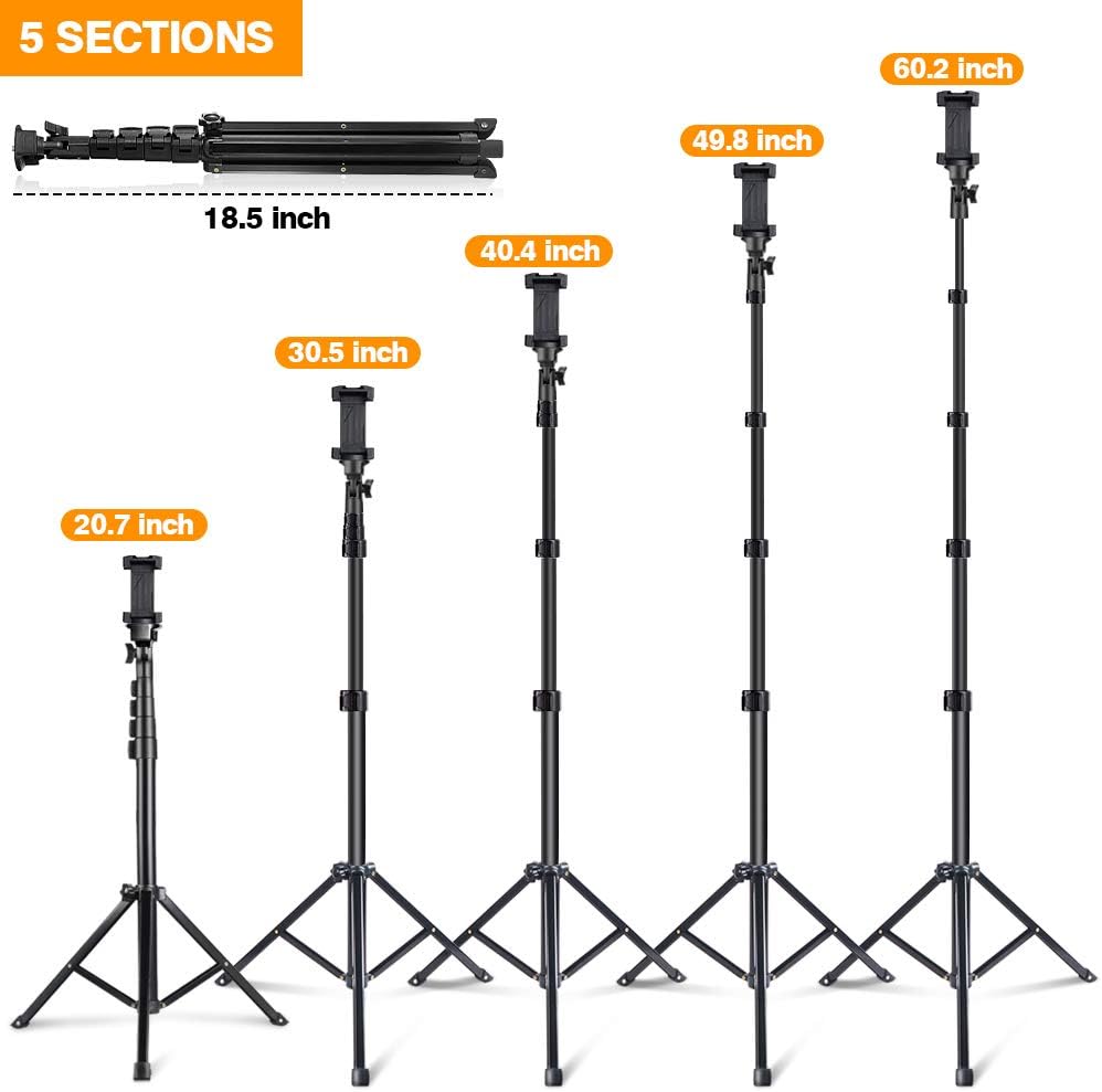60-inch Selfie Stick Tripod, UBeeszie Extendable Cell Phone Tripod Stand with Wireless Remote Shutter, Compatible with iPhone, Android, DSLR, Action Camera.: Camera & Photo