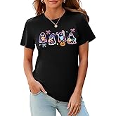 LIXHULT Halloween Spooky Season Cute Ghost T Shirt for Women Crewneck Fall Pumpkin Colorful Graphic Tee Tops