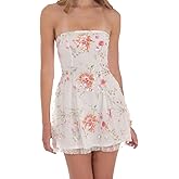 Women's Sequin Mini Dress Strapless Backless Tube Dress Floral Embroidery Summer Cocktail Party Streetwear Dress