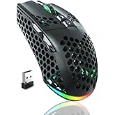 SOLAKAKA SM600 Honeycomb Shell Gaming Mouse Wireless,Tri-Modes BT/2.4G Wireless/Type-C Wired Gamer Mouse with 2 Side Buttons, Macro Programmable and RGB Light for PC/Mac/Laptop,Black
