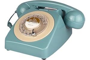 TELPAL Blue Retro Phone, Corded Landline Home Phone, Analog Decorative 1960s' Old Fashion Desk Phone, Classic Rotary Dial Vintage Telephone with Ringer & Redial for Home/Office/Hotel/School
