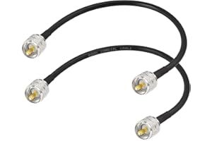 Superbat PL259 Coaxial Cable 30cm, RG8X Extension Jumper 2-Pack for UHF and VHF CB Antenna Cable Extension Duplexer Tuner Dum