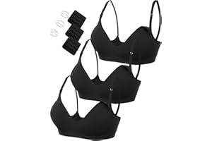 HOFISH Maternity Nursing Bras for Breastfeeding, 3 Pack Pregnancy Deep V Neck Wireless Bra with Extenders & Clips