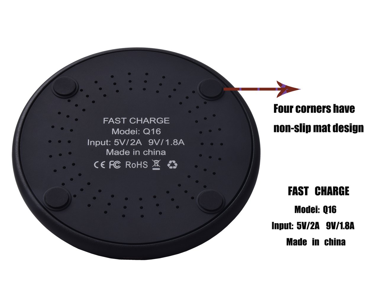 Wireless Charging, JH-LI QI Fast Wireless Charger Ultra Slim Wireless Charger Pad for Samsung Galaxy Note 8,S8, S8+ S8 Plus,S7,S7 Edge,S6 Edge/Edge Plus,Note 5,iPhone X 8 Plus 8,[Sleep-Friendly] Black