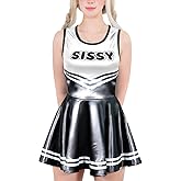 Littleforbig Women Sleeveless Overall Cheer Sissy Bodycon Mini Dress Skirt