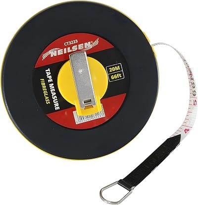 Neilsen CT3223-20m Tape Measure | Dual Scale Fibreglass Tape ABS Case