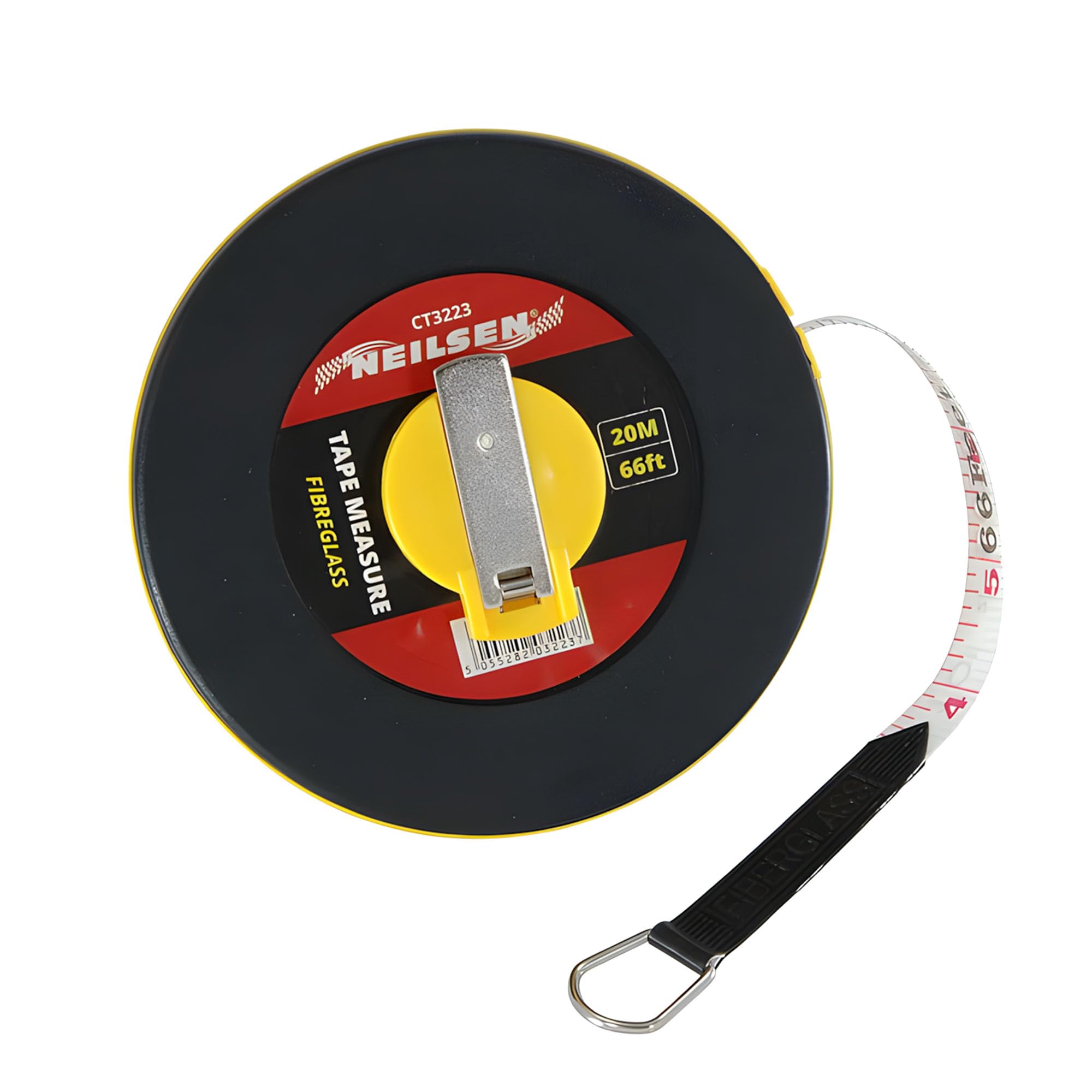 Neilsen CT3223-20m / 66ft Dual Scale Tape Measure with ABS Case | Fibreglass Tape | Rewind Handle | Ideal for Construction and Home Use