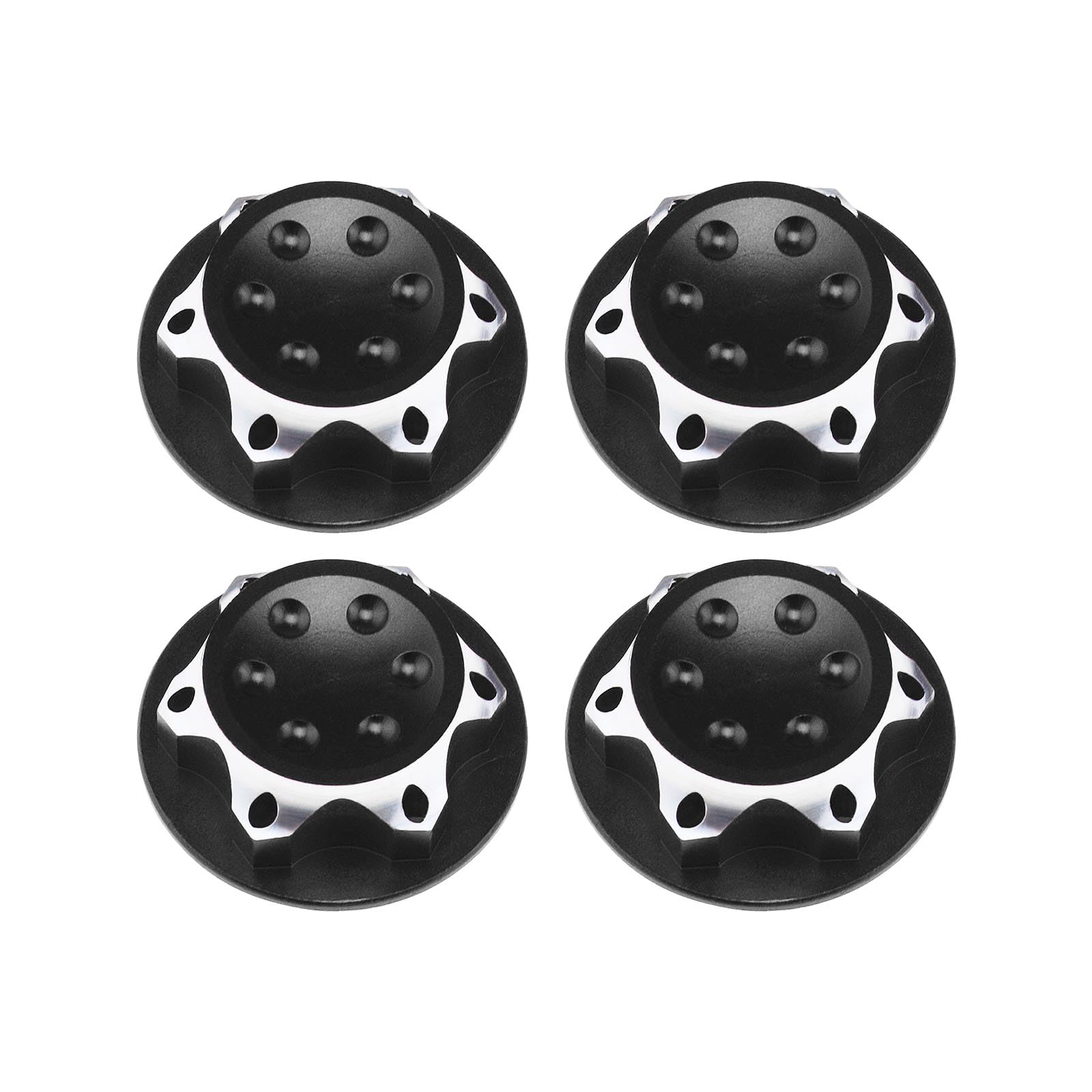 VGOL 4Pcs RC Car 17mm Hex Wheel Nut Anti-Dust Cover Nut Replacement Fit for 1/8 RC Car Model RC Off-Road Truck Compatible With Redcat Compatible With E-Revo, Black