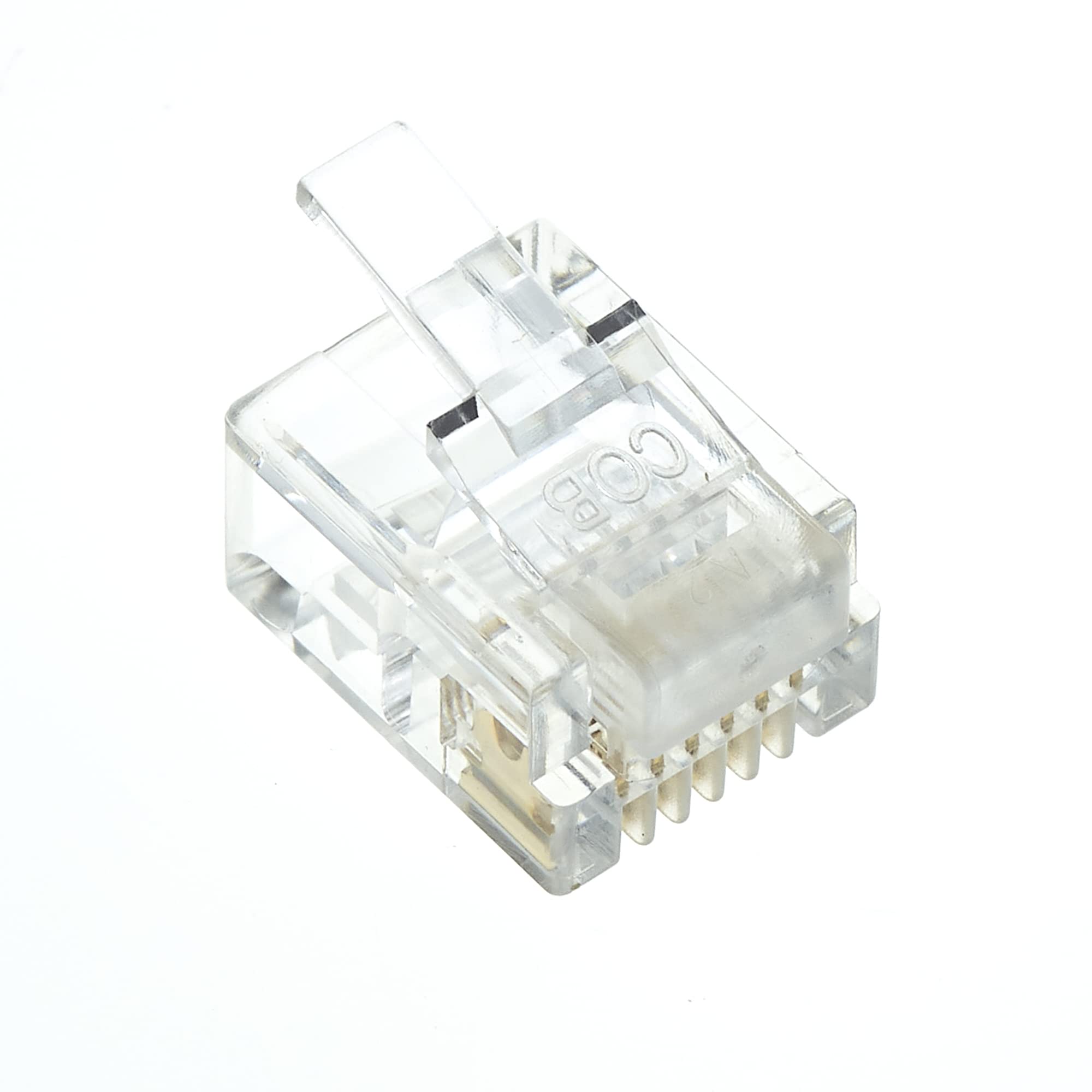 Keple Connector, 6P6C, RJ12, Telephone Modular Plug - Connector For Phone Line Cord, Compatible With Both Solid And Stranded Wire, Flat Cable Jack Adapter Crimp End Crimper Clear Plug - Pack Of 10