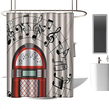 Amazon Com Coolteey Shower Curtains Seafoam Green Jukebox Cartoon