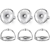 DELECOE 925 Sterling Silver Secure Screw on Earring Backs Replacement for Diamond Earring Studs, 18K Gold Hypoallergenic Screwbacks Locking for Threaded Post（0.032''), 3 Pairs/5mm