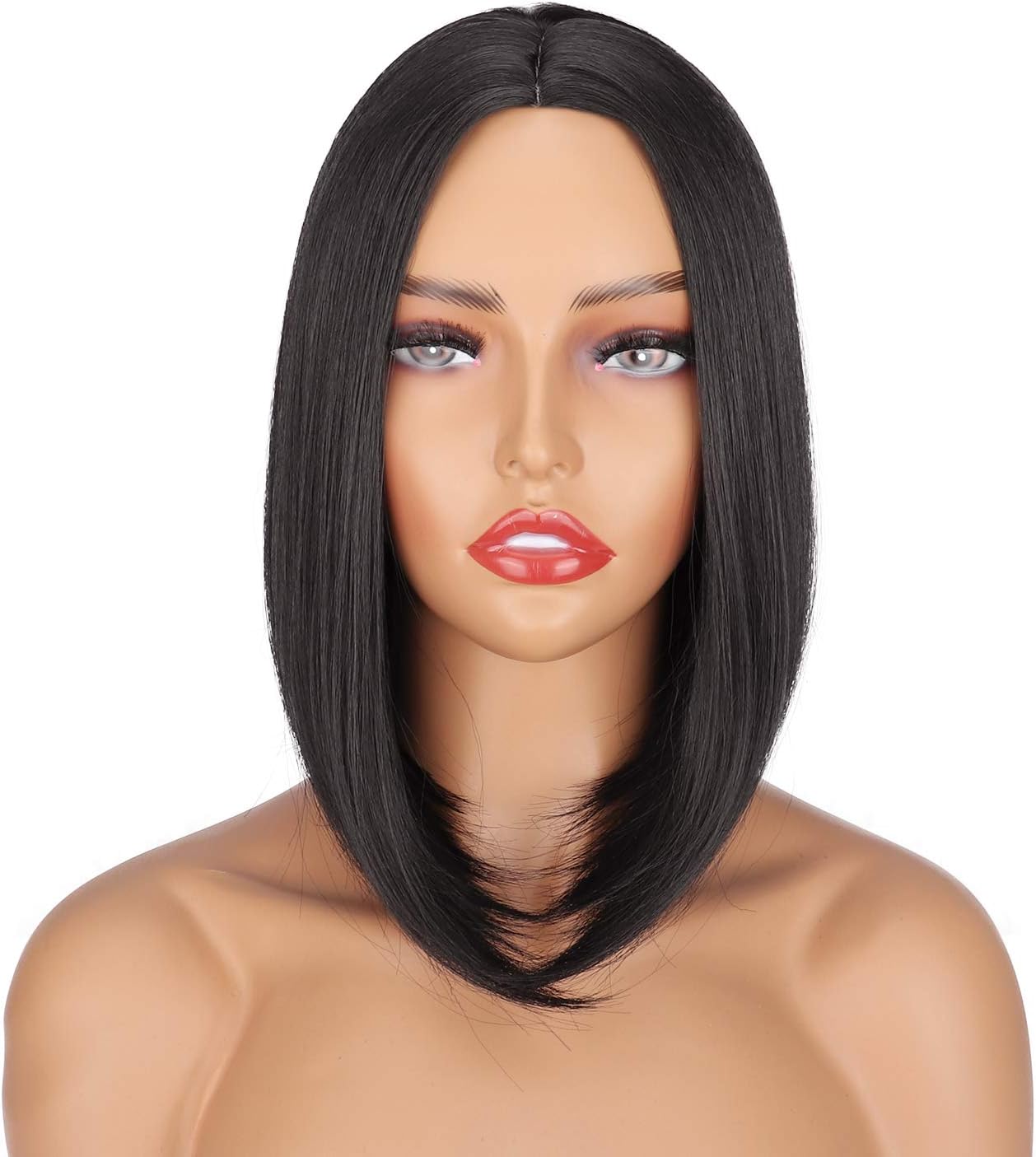 PORSMEER Short Bob Synthetic Hair Wig Natural Straight Short Quality Wigs For Women Heat Resistant Fiber 150% Density Black Color - Image 4