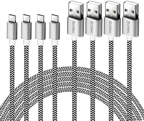 Micro USB Cable,SCHITEC 4 Pack 1FT 3FT 6FT 10FT High Charging Speed USB 2.0 A Male to Micro Nylon Braided Cords for Android Samsung Galaxy Note Nexus HTC LG Power Bank and more (4Pack)