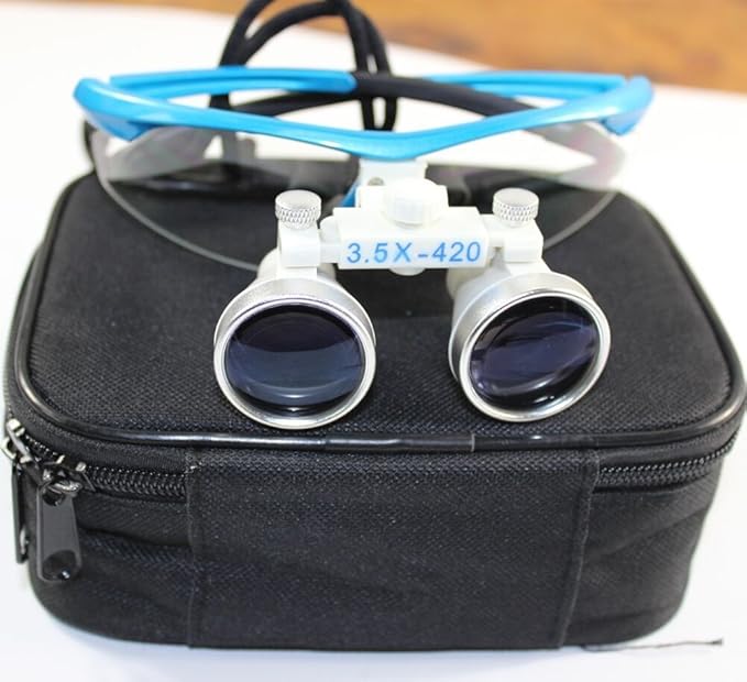 title=Mike-Dental, Occhiali con binocolo di ingrandimento per dentisti, 3,5x, 420 mm