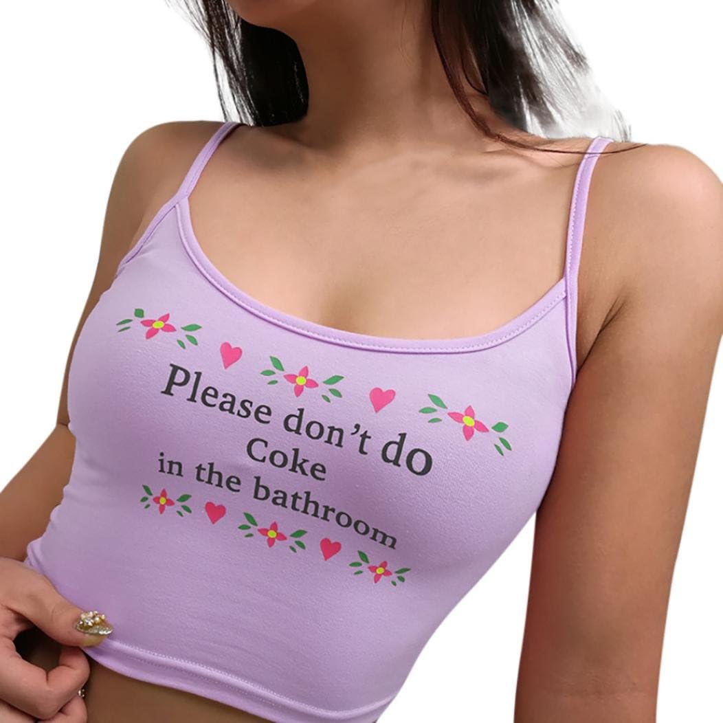 Please Don't do Coke in The Bathroom Womens Vest Halter Letter Print Tank Wild Slim Comfy Casual T-Shirt