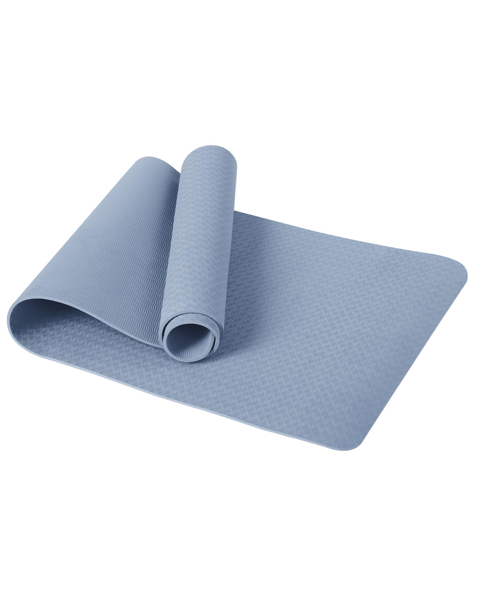 Good Nite Yoga Mat TPE Non-Slip Exercise Fitness Pilates Gymnastics Training Sport Mat Turn Mats Floor Gym with Carry Strap 183 x 61 x 0.6 cm (Sky Blue)
