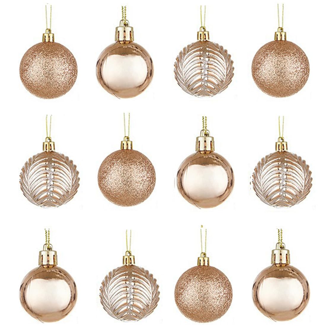 YonTens Dainty Christmas Balls, Christmas Decorations, Christmas Ball Ornaments, Plated Balls, Classic Scandinavian Ornaments, Balls, 2.4 inches (6 cm), Set of 12, Decoration Balls, Christmas Tree