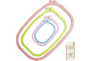 4 Size Colorful Embroidery Hoop Rectangle Square Embroidery Frame Cross Stitch Hoop Sewing Tool for Art Craft Handy Sewing (Multicolor),LAMXD Embroidery Hoop
