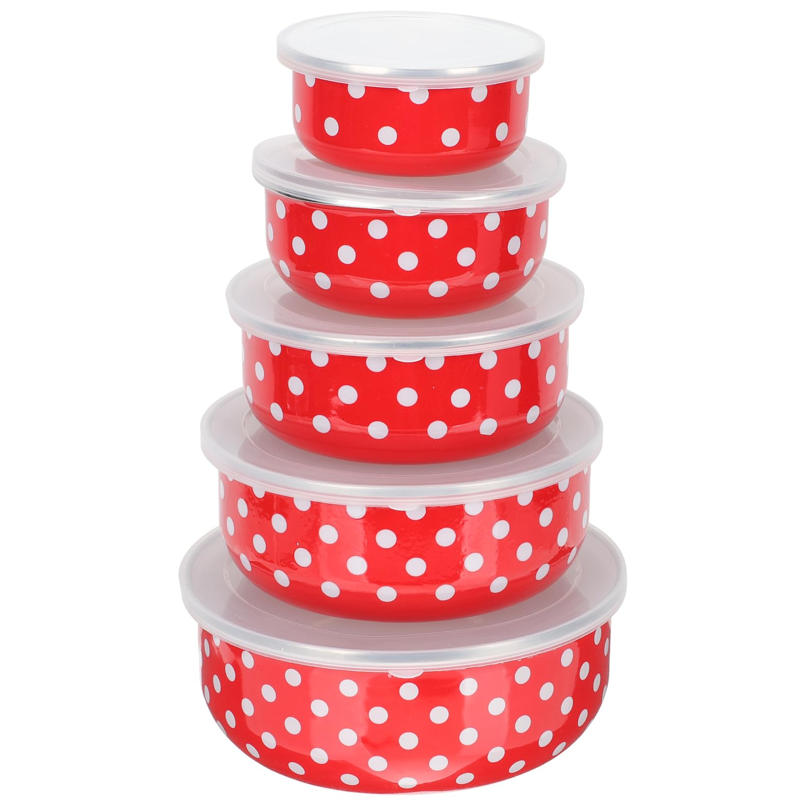 Alipis Enamel Fresh Bowl with Lid Stackable Food Storage Container for Salad Soup and Fruit Compact 2 Inch Kitchen Refrigerator Bowl